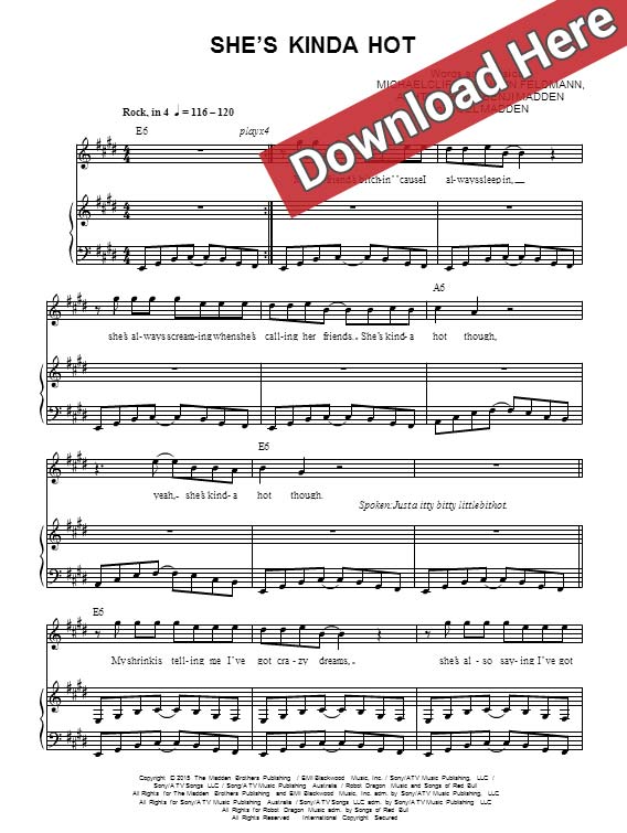 5 seconds of summer, she's kinda hot, sheet music, piano notes, score, chords, guitar, download, learn, how to
