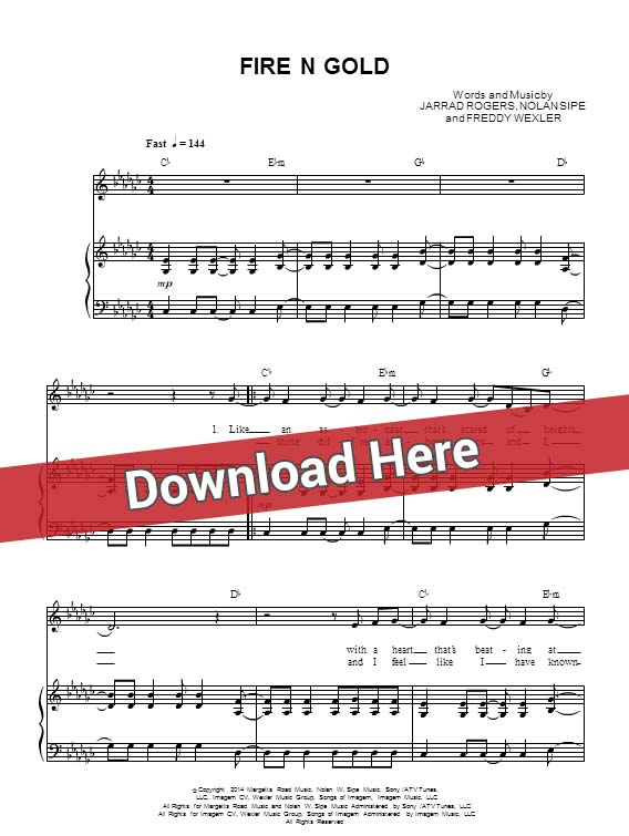 bea miller, fire n gold, sheet music, piano notes, score, chords, free, download