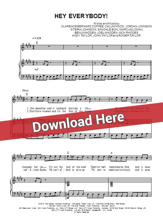 5 seconds of summer, hey everybody, sheet music, piano notes, score, chords, download, keyboard, klavier, noten, partition, instrument, how to play, learn, tutorial