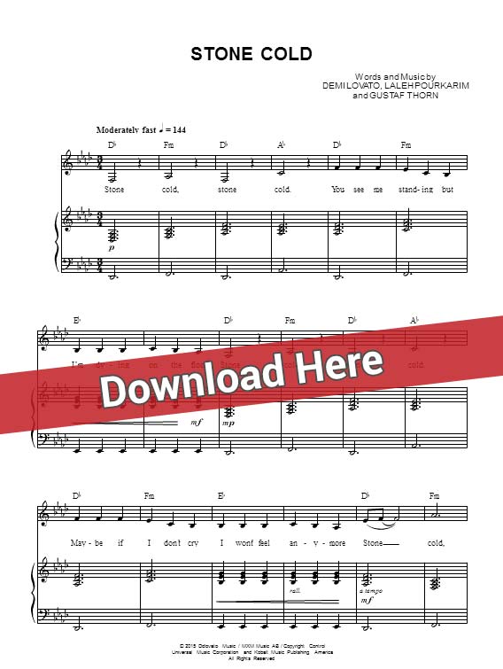 demi lovato, stone cold, sheet music, piano notes, score, chords, download, keyboard, guitar, tabs, instrument, saxophone, violin, flute