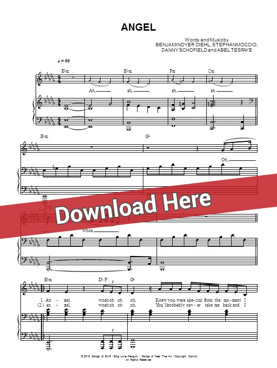 the weeknd, angel, sheet music, piano notes, score, chords, download, how to play, video, klavier, noten, partition, keyboard, bass, guitar, tabs