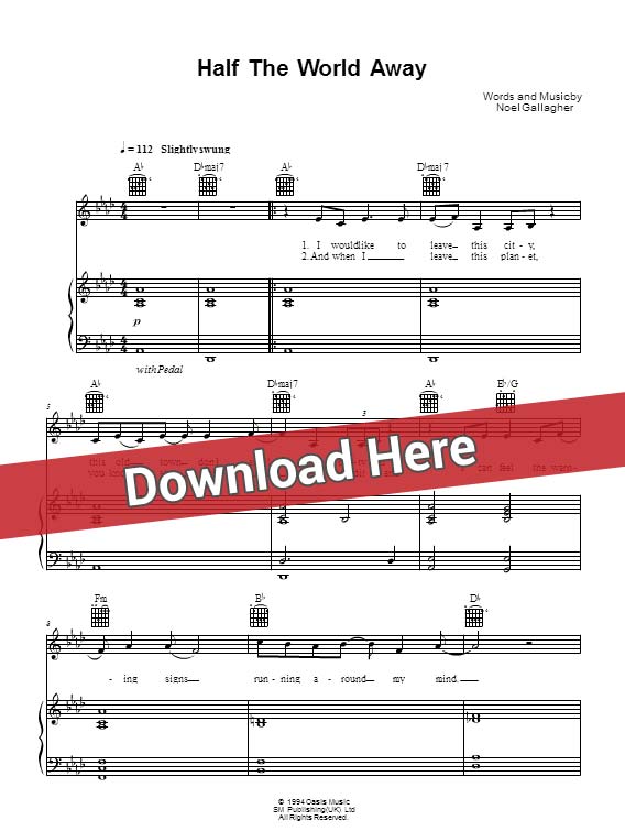 aurora, half the world away, sheet music, piano notes, score, chords, download, keyboard, guitar, tabs, how to play, learn, klavier, noten, partition