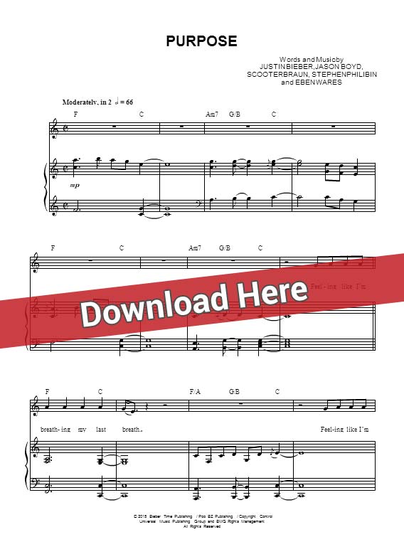 justin bieber, purpose, sheet music, piano notes, score, chords, download, how to play, keyboard, guitar, tabs, klavier, noten