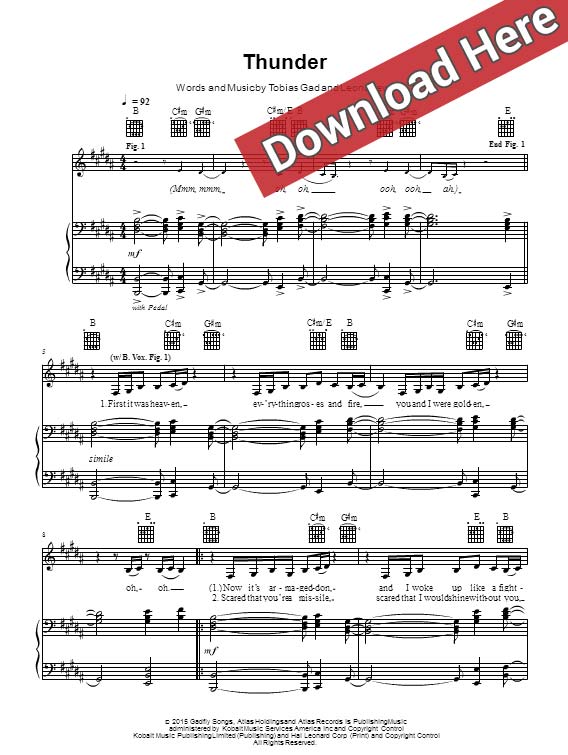 leona lewis, thunder, sheet music, piano notes, score, chords, download, keyboard, klavier, noten, guitar, tabs