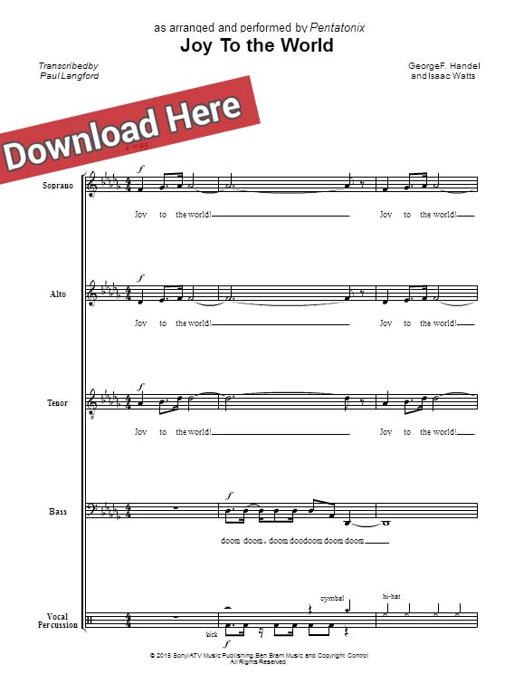Pentatonix Joy to the World Sheet Music, Chords, Piano Notes