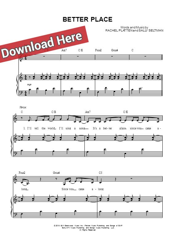 rachel platten, better place, sheet music, chords, piano notes, score, lesson, tutorial, download, how to play, learn, keyboard, guitar, tabs