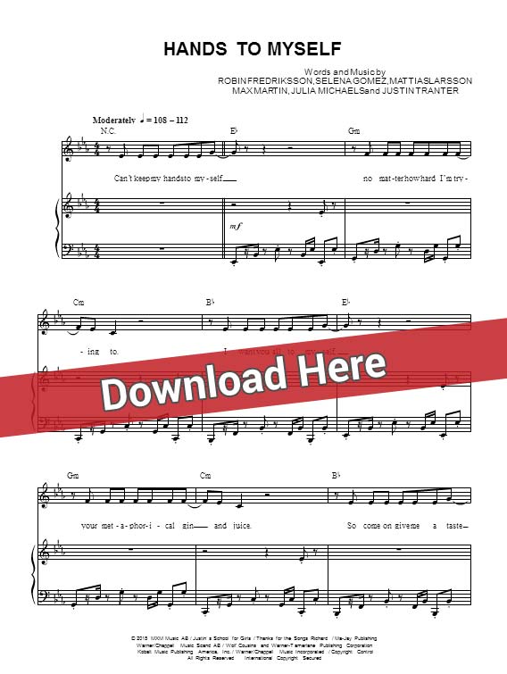 selena gomez, hands to myself, sheet music, chords, piano notes, score, download, keyboard, klavier noten, partition, tutorial, lesson, how to play, learn
