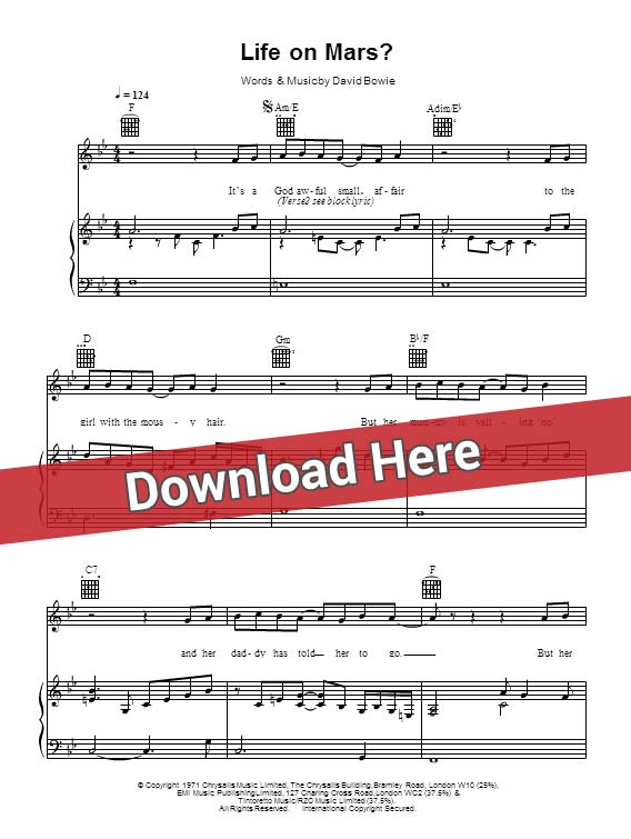 david bowie, life on mars, sheet music, chords, piano notes, score, how to play, tutorial, lesson, keyboard, guitar, tabs, bass