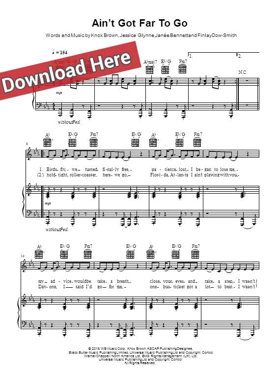 jess glynne, ain't got far to go, sheet music, chords, piano notes, score, download, free, tutorial, lesson, keyboard, guitar, tabs, bass, how to play, learn