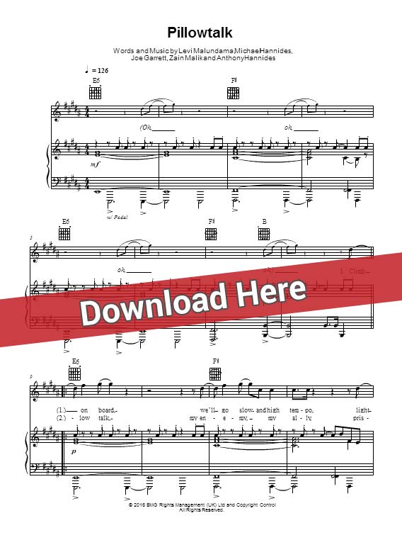 zayn malik, pillowtalk, sheet music, piano notes, score, chords, download, keyboard, guitar, bass, tabs, klavier noten, lesson, tutorial, guide, how to play