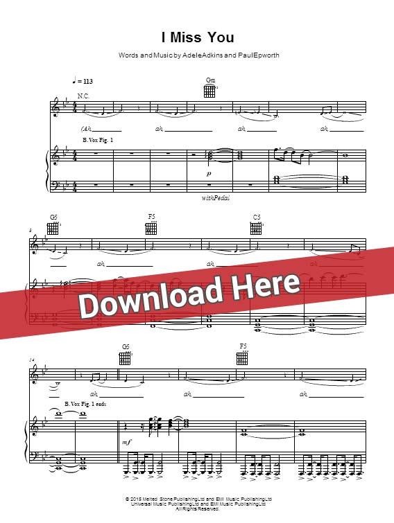 adele, i miss you, sheet music, chords, piano notes, score, download, keyboard, guitar, tabs, klavier noten, tutorial, lesson