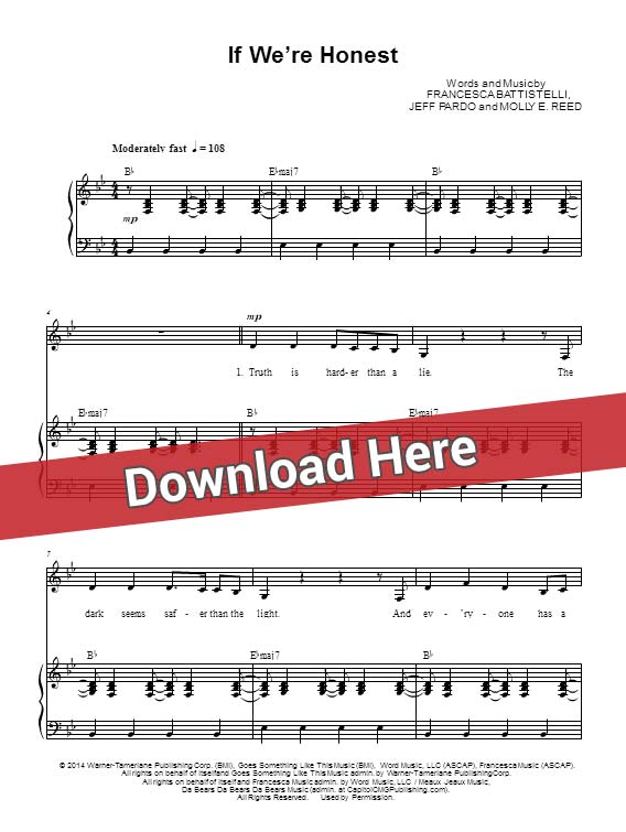 francesca battistelli, if we're honest, sheet music, chords, piano notes, score, download, keyboard, klavier noten, tutorial, lesson, keyboard, guitar, tabs, how to play, learn