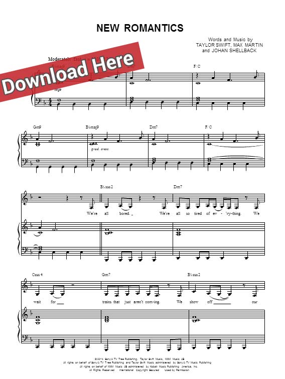 taylor swift, new romantics, sheet music, chordstaylor swift new romantics sheet music, chords, piano notes, score, how to play, learn, klavier noten, partition, tutorial, lesson, keyboard, guitar, tabs, cleff, saxophone, violin, cello