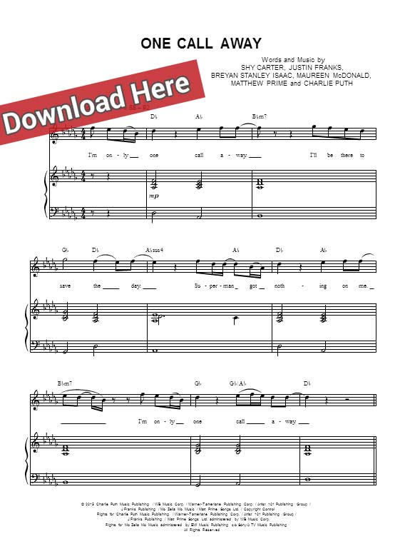 charlie puth, one call away, sheet music, chords, piano notes, score, how to play, klavier noten, lesson, tutorial, cover, keyboard, guitar, tabs
