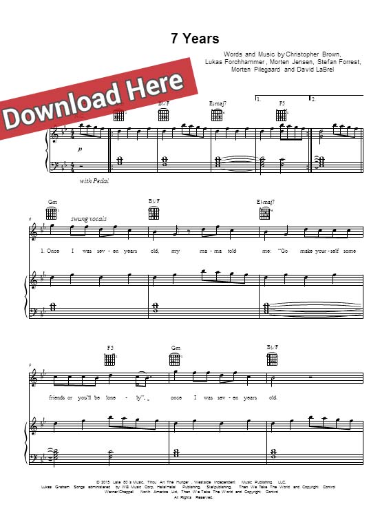 lukas graham, 7 years, sheet music, chords, piano notes, score, download, keyboard, guitar, tabs, klavier noten, partition, how to play, tutorial, lesson