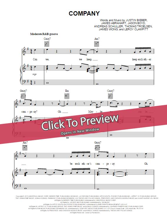 justin bieber, company, sheet music, chords, score, tutorial, lesson, cover, how to play, learn, klavier noten, partition