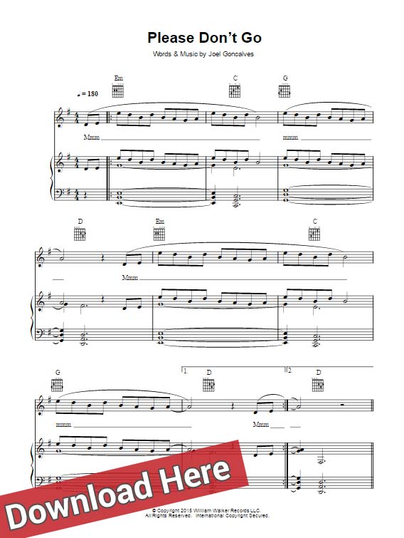 joel adams, please don't go, sheet music, chords, piano notes, score, keyboard, tutorial, guitar, lesson, how to play, learn