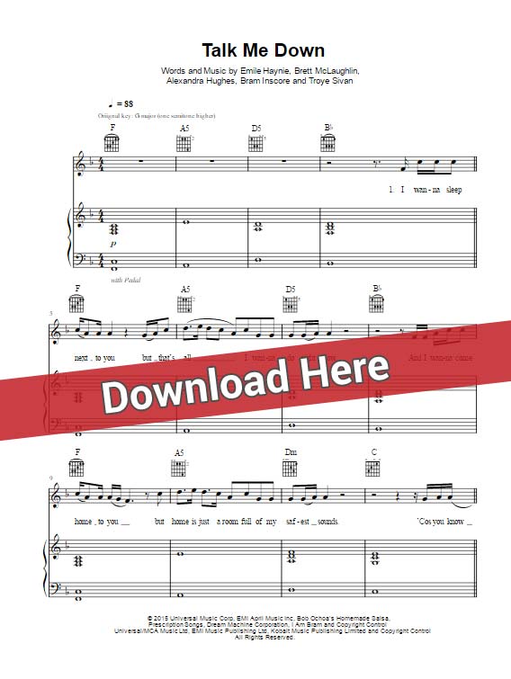 troye sivan, talk me down, sheet music, chords, piano notes, score, keyboard, guitar, tutorial, lesson, klavier noten, partition, how to play, learn