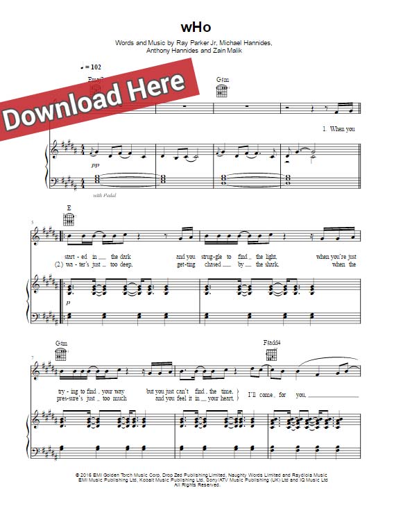 zayn, who, sheet music, chords, piano notes, score, keyboard, guitar, tabs, tutorial, lesson, cover