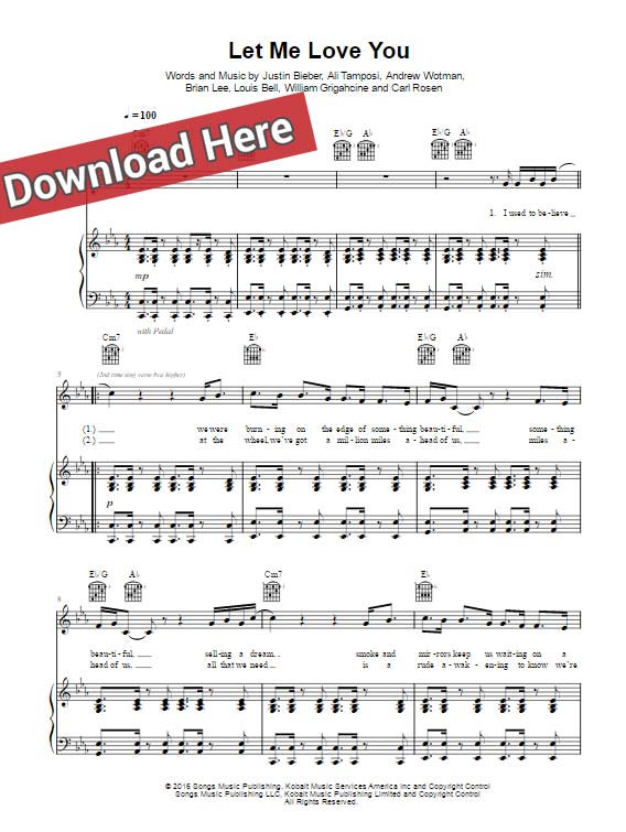 dj snake, let me love you, justin bieber, sheet music, piano notes, chords, klavier noten, keyboard, guitar, download, pdf