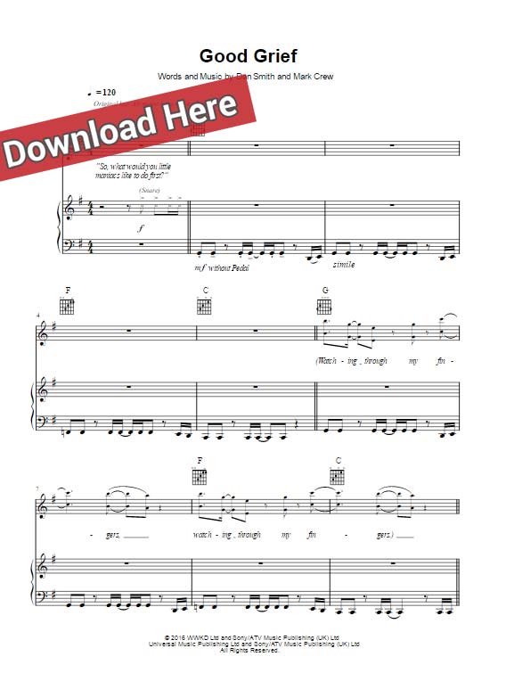 bastille, good grief, sheet music, chords, piano notes, score, download, keyboard, guitar, tutorial, lesson