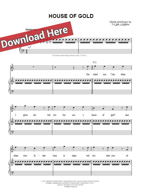 twenty one pilots, house of gold sheet music, piano notes, chords, download, keyboard, tutorial, guitar, how to, learn