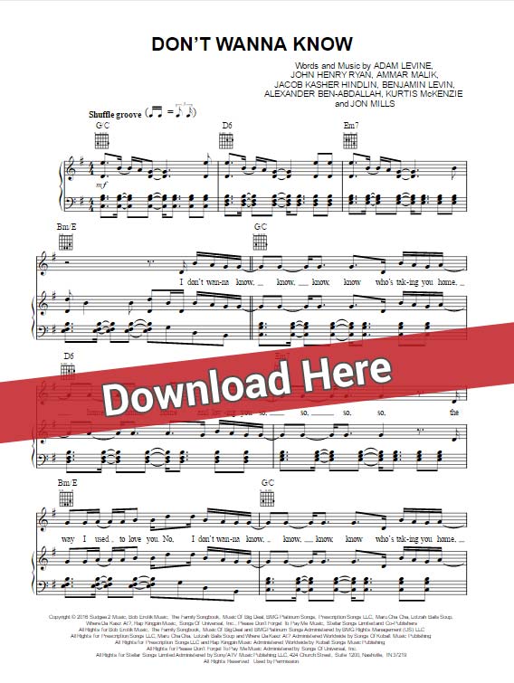 maroon 5, don't wanna know, sheet music, piano notes, chords, download, klavier noten, keyboard, tutorial, lesson