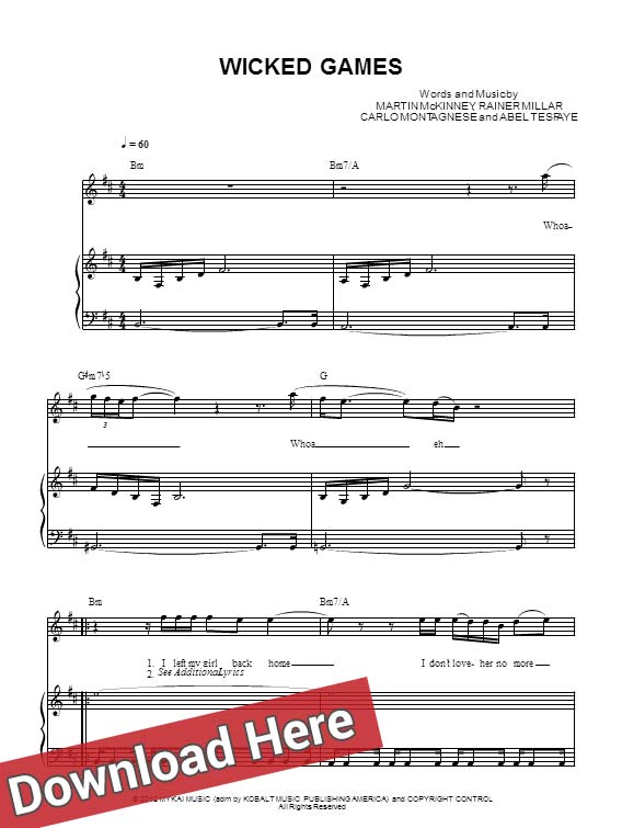 the weeknd, wicked games, sheet music, piano notes, score, chords, download, video