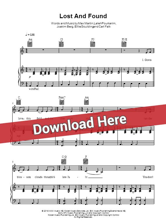 ellie goulding, lost and found, sheet music, piano notes, score, chords, download, klavier, noten, partition, keyboard, tabs, instrument