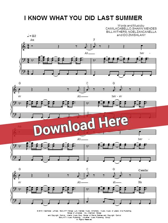 shawn mendes, i know what you did last summer, sheet music, piano notes, score, chords, download, keyboard, guitar, tabs, klavier noten