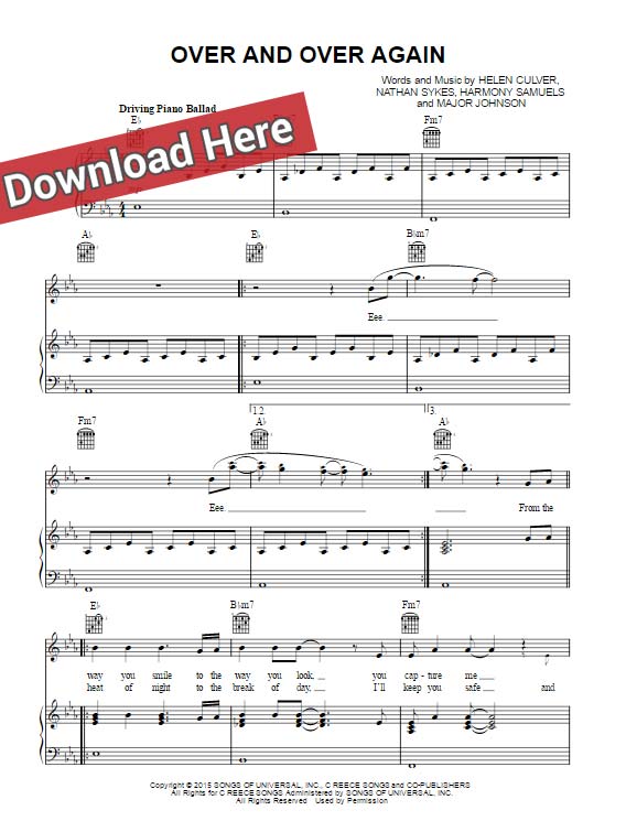 nathan sykes, over and over again, sheet music, piano notes, chords, keyboard, download, pdf, klavier noten, tutorial, lesson