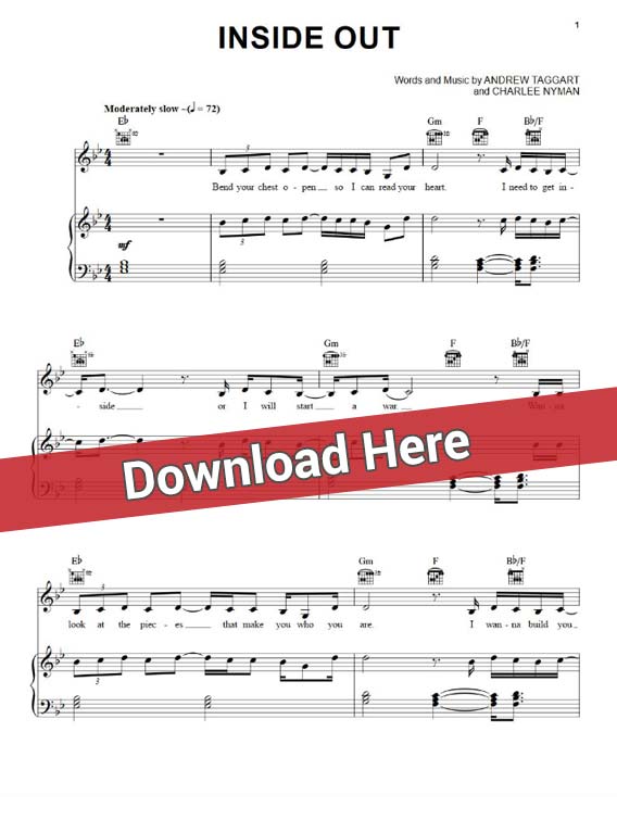 the chainsmokers, inside out, sheet music, chords, piano notes, klavier noten, voice, vocals, guitar