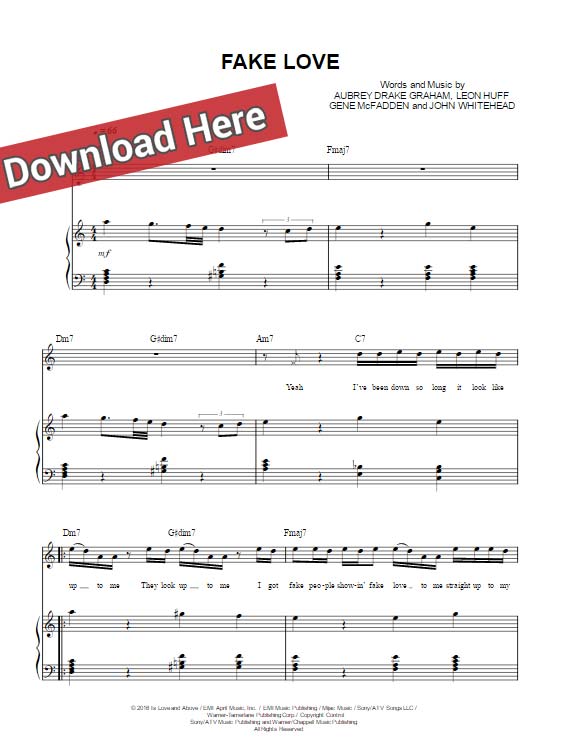drake, fake love, sheet music, piano notes, chords, download, voice, vocals, tutorial, lesson