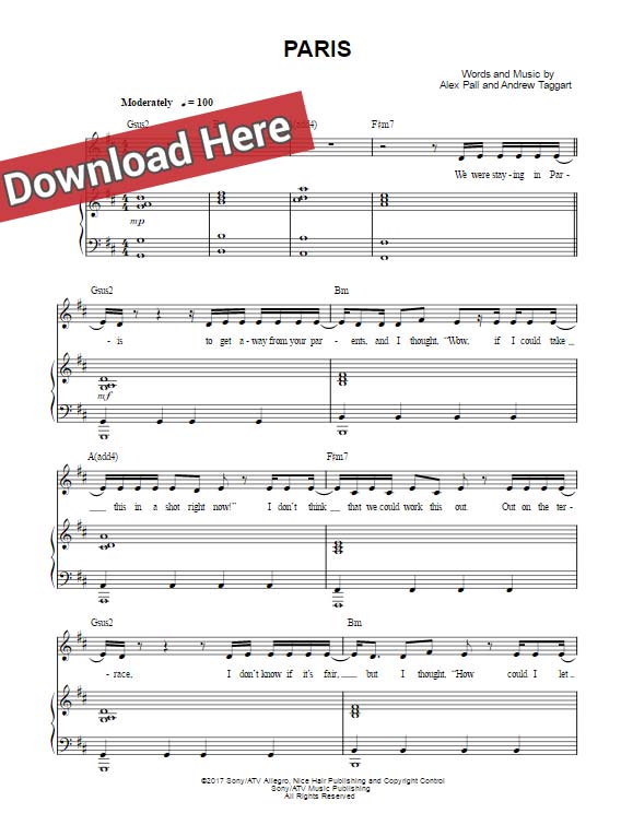 the chainsmokers, paris, sheet music, piano notes, chords, keyboard, guitar, voice, vocals, klavier noten, download, pdf, print