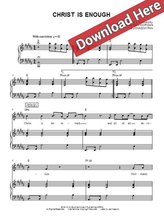 hillsong, christ is enough, sheet music, piano notes, chords, keyboard, klavier noten, download, print