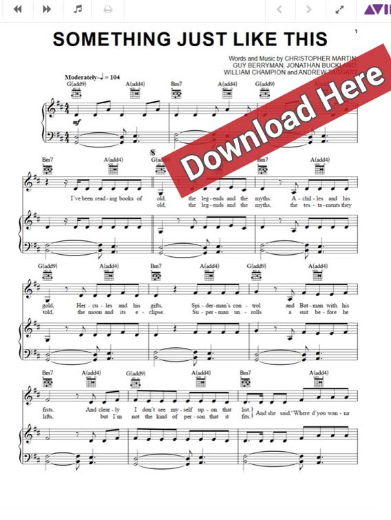 The Chainsmokers Coldplay Something Just Like This Sheet Music Piano Notes Chords