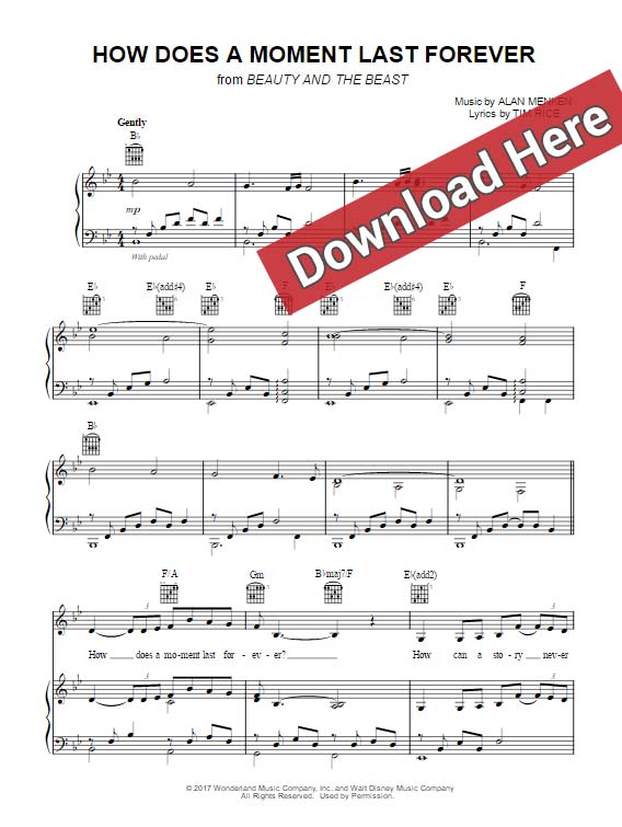 celine dion, how does a moment last forever, sheet music, piano notes, chords, download, pdf, klaiver noten
