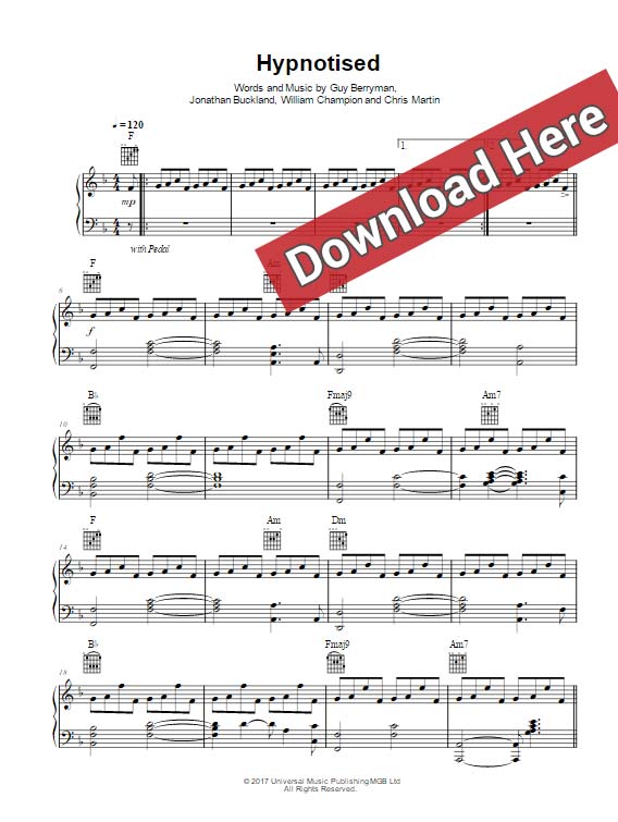 coldplay, hypnotised, sheet music, piano notes, chords, download, pdf, klavier noten, keyboard, voice, vocals