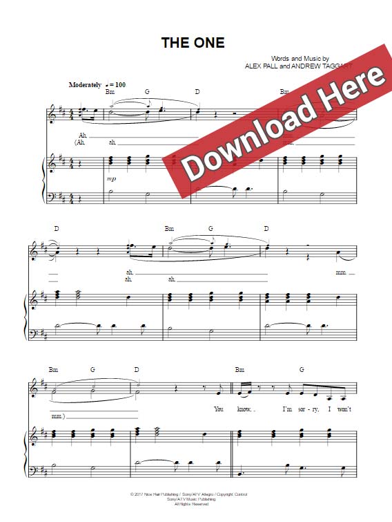 the chainsmokers, the one, sheet music, piano notes, chords, download, pdf, klavier noten, keyboard, voice, vocals