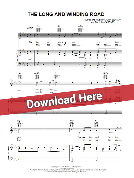 Paul Langford, Beatles, The Long and Winding Road, sheet music, piano notes, chords, satb, download, klavier noten