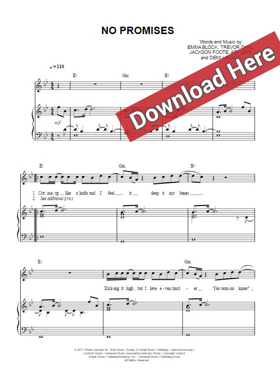 cheat codes, no promises, demi lovato, sheet music, piano notes, chords, download, klavier noten, pdf, keyboard, voice, vocals