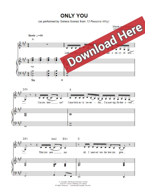 Selena Gomez - Only You Sheet Music, Piano Notes, Chords