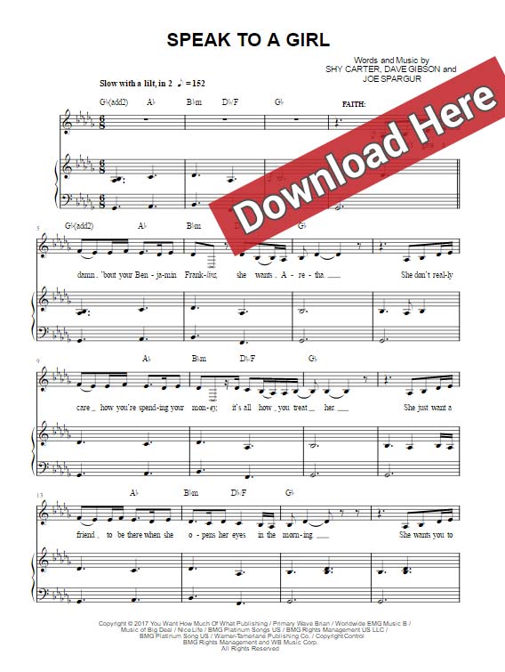 tim mcgraw, speak to a girl, faith hill, sheet music, piano notes, chords, download, klavier noten, keyboard, guitar, voice, vocals