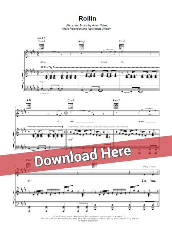 calvin harris, rollin, sheet music, future, khalid, piano notes, chords, klavier noten, keyboard, guitar, vocals, how to play, tutorial