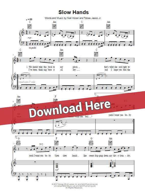 niall horan, slow hands, sheet music, piano notes, score, chords, download, keyboard, guitar, bass, tabs, klavier noten, lesson, tutorial, guide, how to play