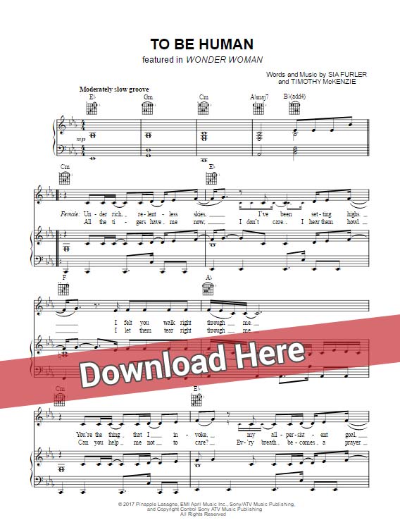 sia, to be human, sheet music, piano notes, chords, keyboard, guitar, klavier noten, download, sheetmusic, musicnotes