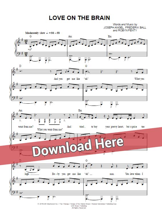rihanna, love on the brain, sheet music, piano notes, chords, download, klavier noten, partition, how to play, composition