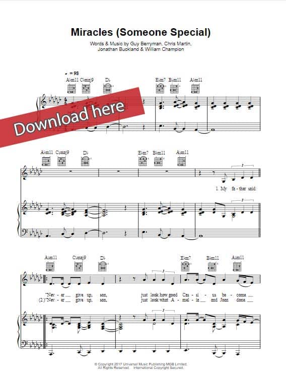 coldplay, miracles, someone special, sheet music, piano notes, chords, klavier noten, keyboard, guitar, tabs, voice, vocals