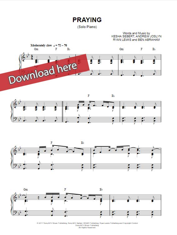 kesha, praying, sheet music, piano notes, klavier noten, keyboard, guitar, voice, vocals, video, tutorial, lesson