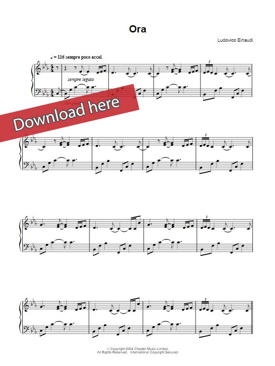 ludovico einaudi, ora, sheet music, piano notes, chords, composition, transpose, download, pdf, klavier noten